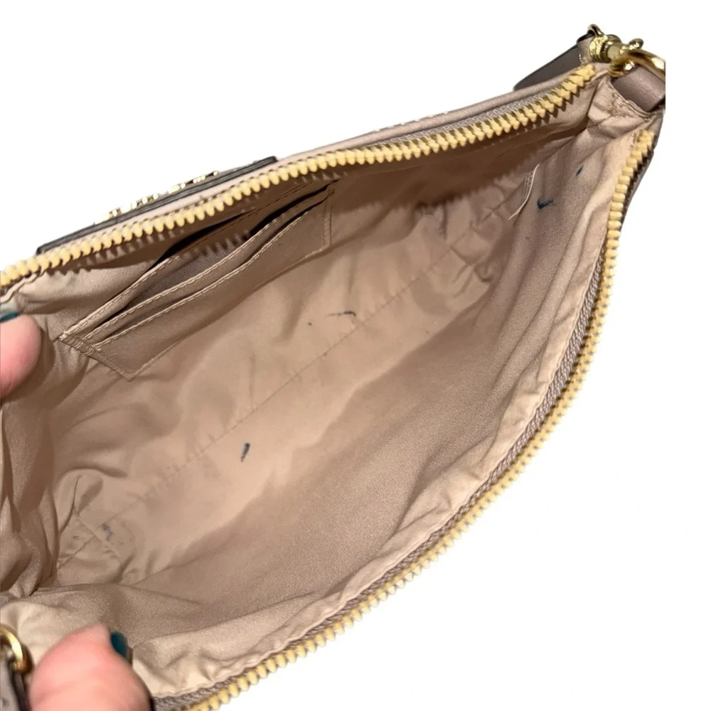 Nine West‎ - Taupe Faux Leather Wristlet Clutch - Minimalist Zip Pouch
